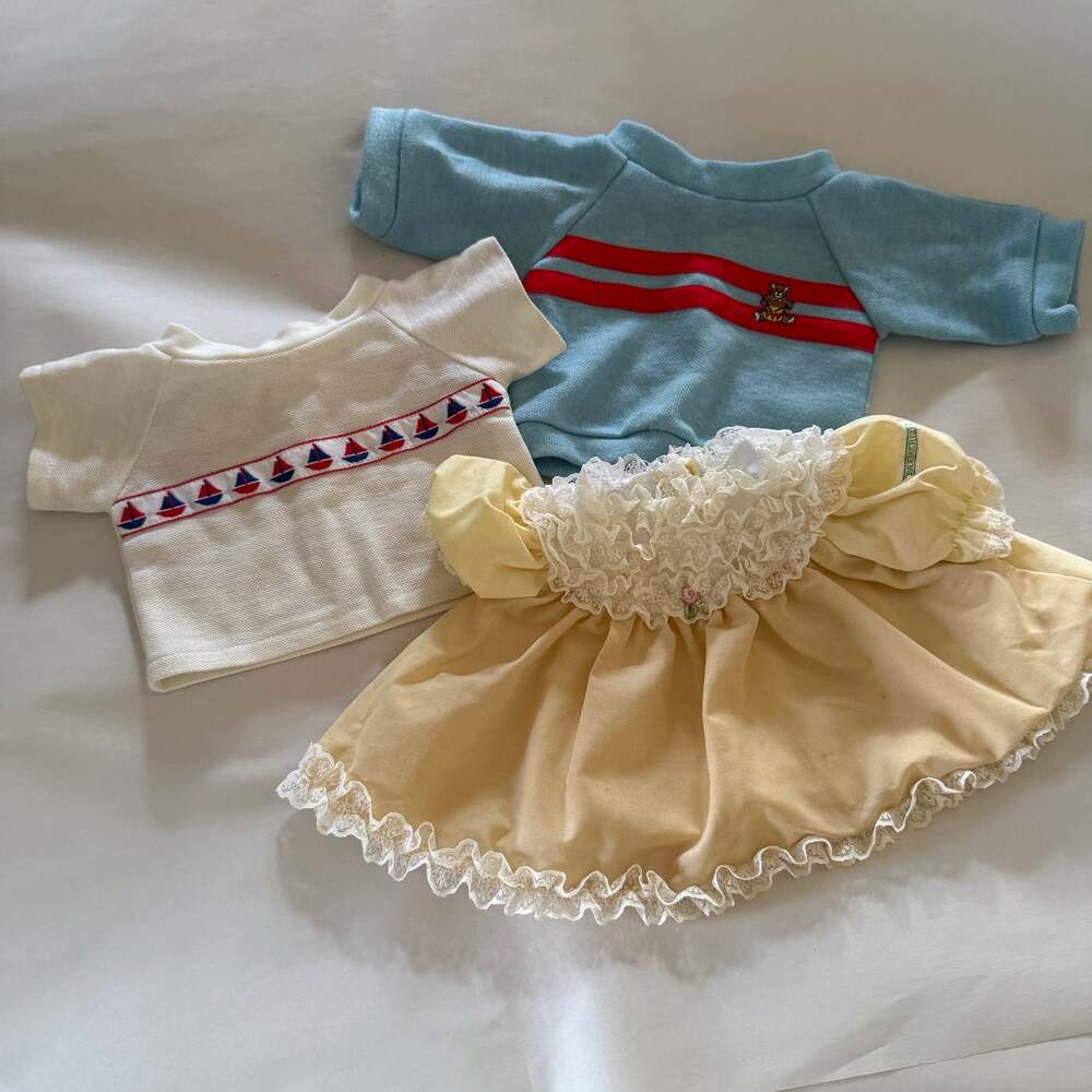 Lot of three 80s Vintage Cabbage Patch Kids Garments - Dress and two shirts CBK